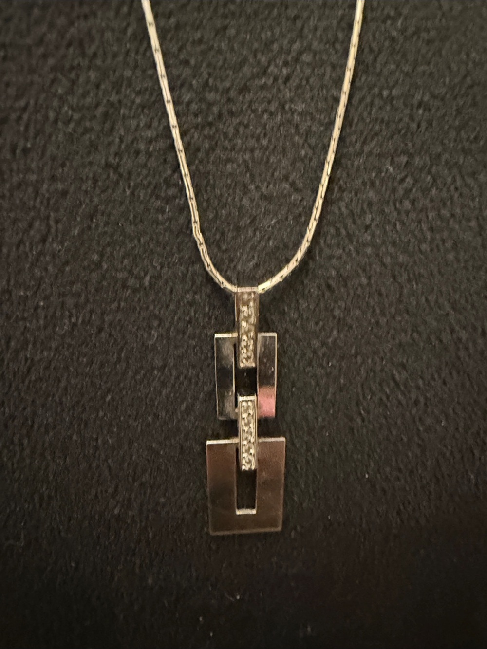 White gold Geometric Pendant Diamond Necklace